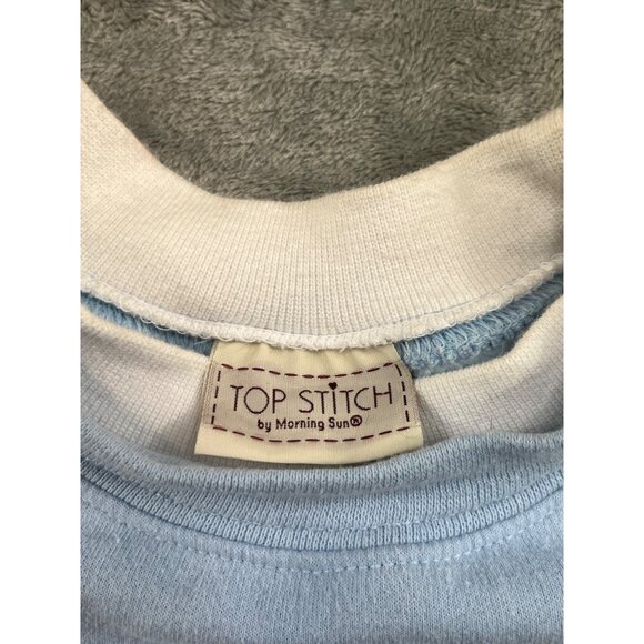 Top Stitch Morning Sun Womens 3XL Blue Sweatshirt Deer Print Winter Design VTG - Picture 3 of 10